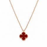 Collar Van Cleef Rose Gold 1 Trebol Rojo Pequeño