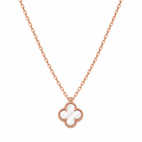 Collar Van Cleef Rose Gold 1 Trebol Blanco Pequeño