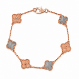 Pulsera Van Cleef Rose Gold y Gris Treboles Pequeños