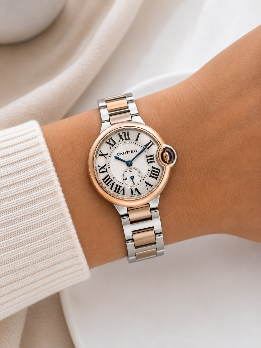 Reloj Cartier Ballon Bleu Bicolor Plateado y Rose Gold para Mujer