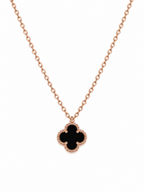 Collar Van Cleef Rose Gold 1 Trebol Negro Pequeño