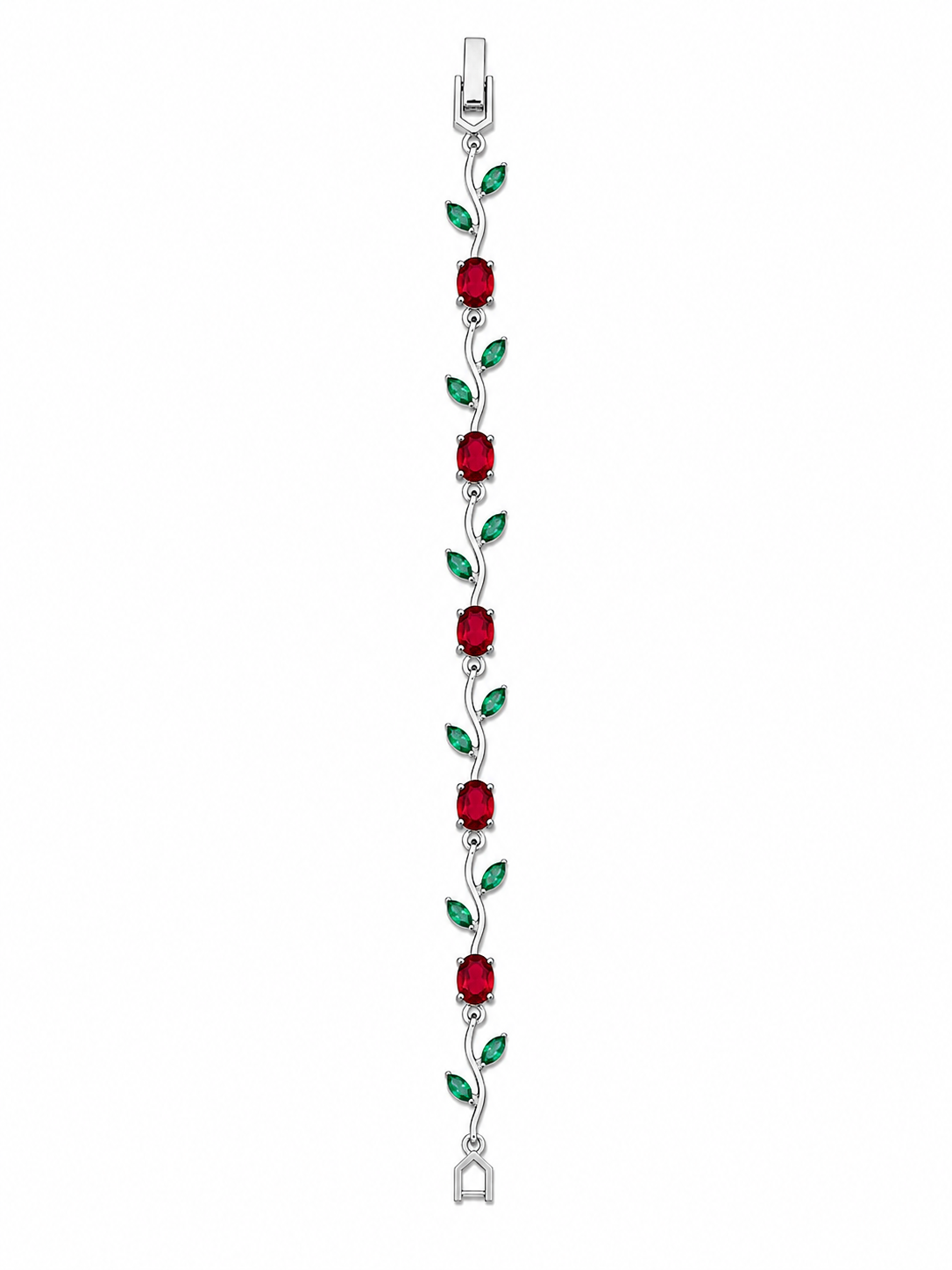 Pulsera Tulipan Plateada Roja y Verde