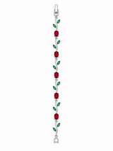 Pulsera Tulipan Plateada Roja y Verde