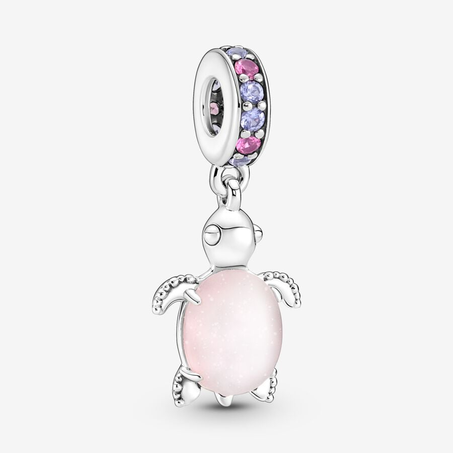 Charm Colgante Tortuga Marina Cristal de Murano Rosa