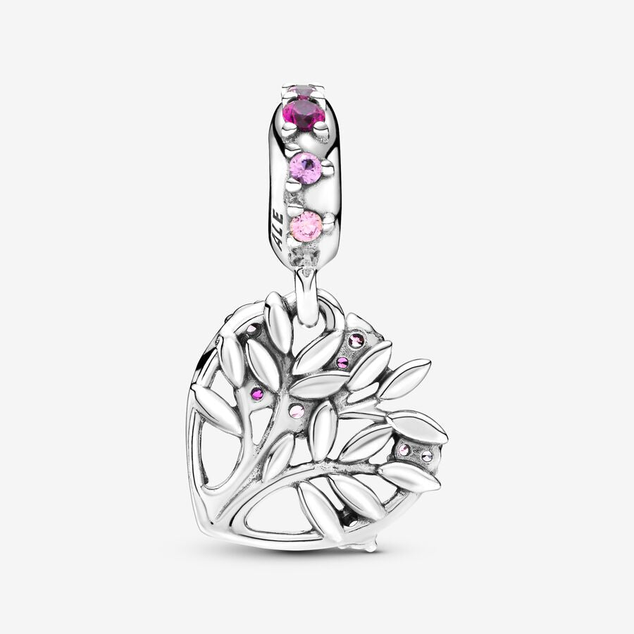 Charm Colgante Árbol Genealógico de Corazón Rosa