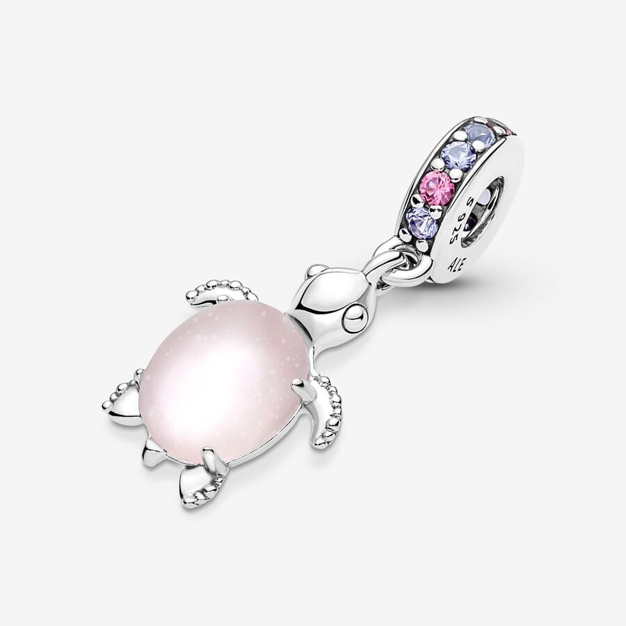 Charm Colgante Tortuga Marina Cristal de Murano Rosa