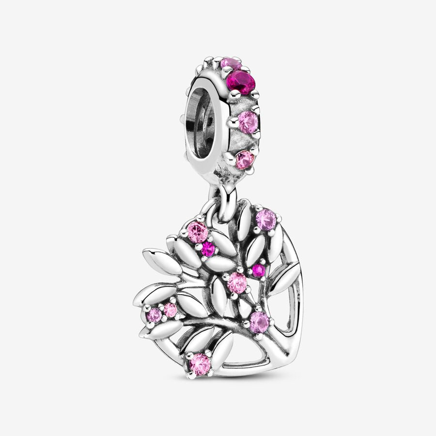 Charm Colgante Árbol Genealógico de Corazón Rosa