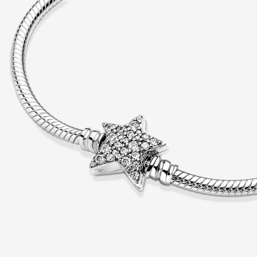 Pulsera Pandora Moments Cadena de Serpiente con cierre de Estrella Asimétrica