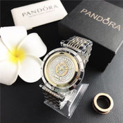 Reloj Pandora Plateado con Borde Dorado