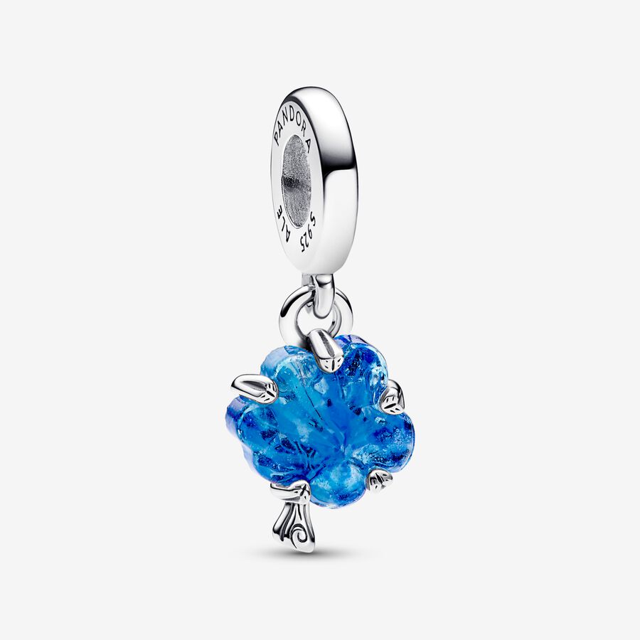 Charm Colgante Árbol Familiar Cristal Murano Azul