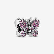 Charm en plata de ley Mariposa Rosa Deslumbrante