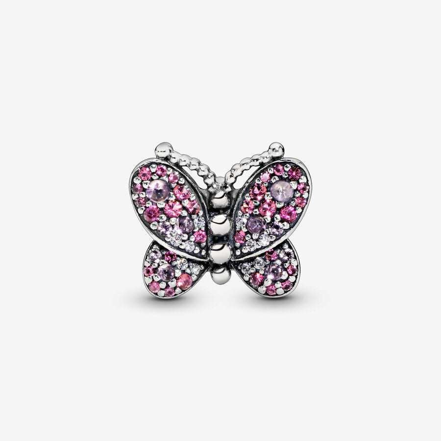 Charm en plata de ley Mariposa Rosa Deslumbrante