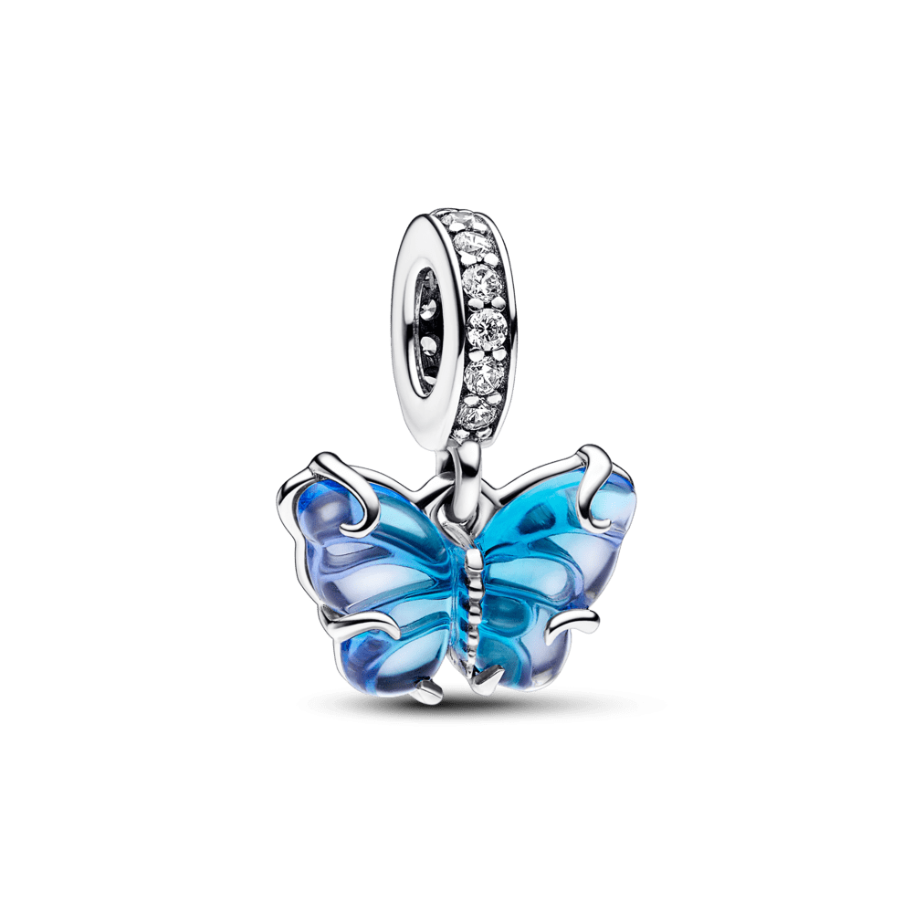 Charm Colgante Mariposa de Cristal Murano azul