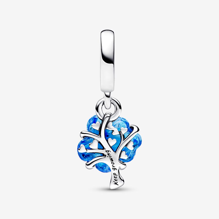 Charm Colgante Árbol Familiar Cristal Murano Azul