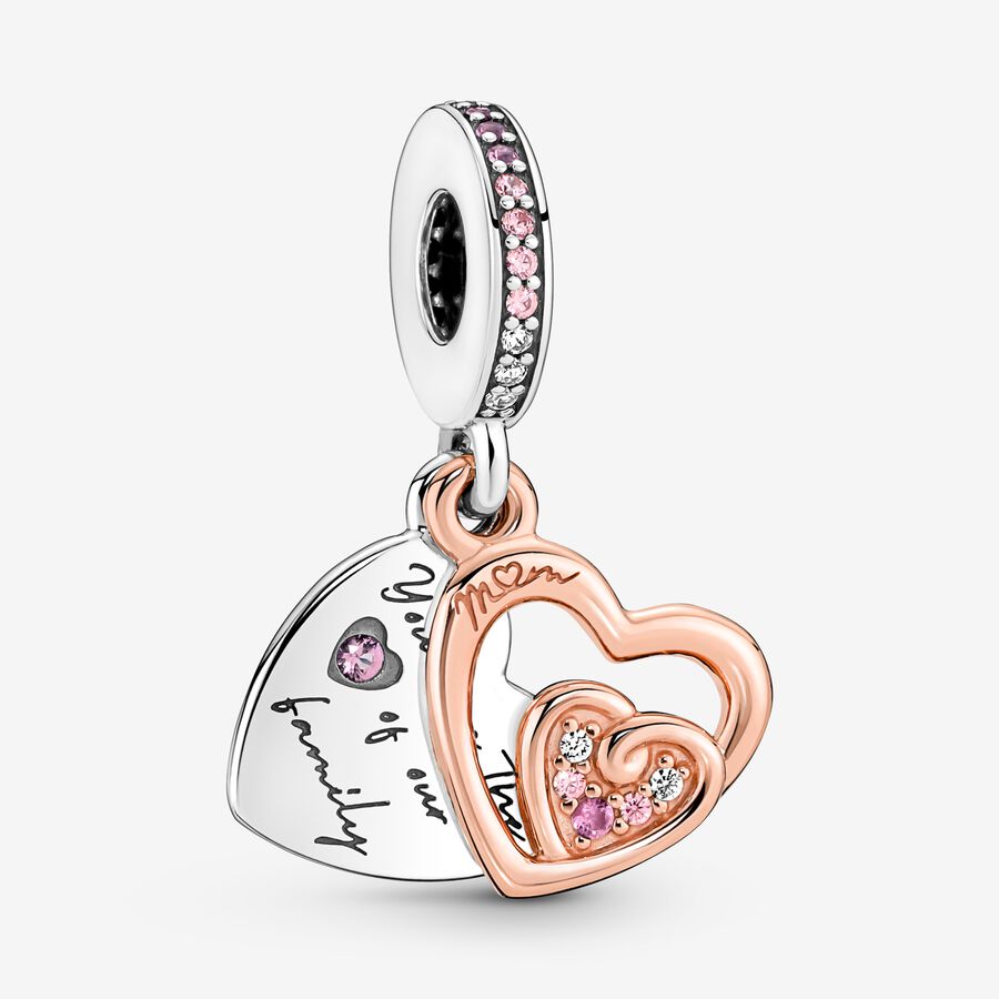 Charm Colgante de Corazon Entrelazados MOM