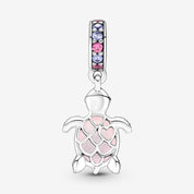 Charm Colgante Tortuga Marina Cristal de Murano Rosa