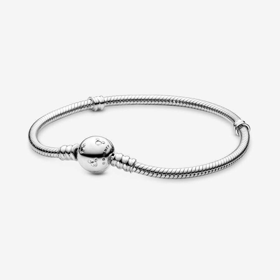 Pulsera Moments en plata de ley con cierre Mickey de Disney