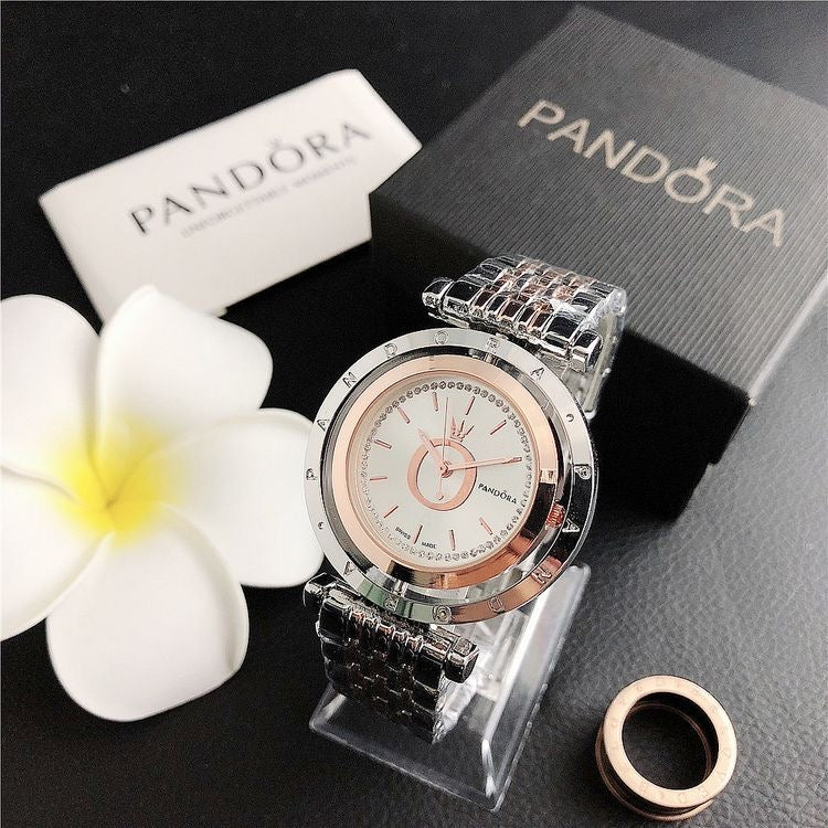 Reloj Pandora Plateado con Borde Rose Gold