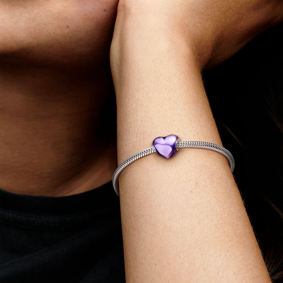 Charm Corazón Morado Metálico