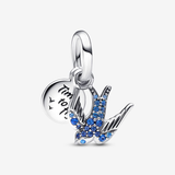 Charm Colgante Ave Golondrina Brillante