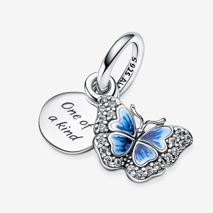 Charm Colgante Doble Mariposa Azul y Cita