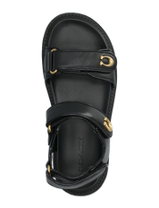 Sandalias Coach Negras con Logo Dorado