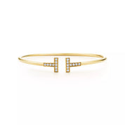 Pulsera Tiffany T Wire Dorada Con Zirconias