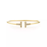 Pulsera Tiffany T Wire Dorada Con Zirconias