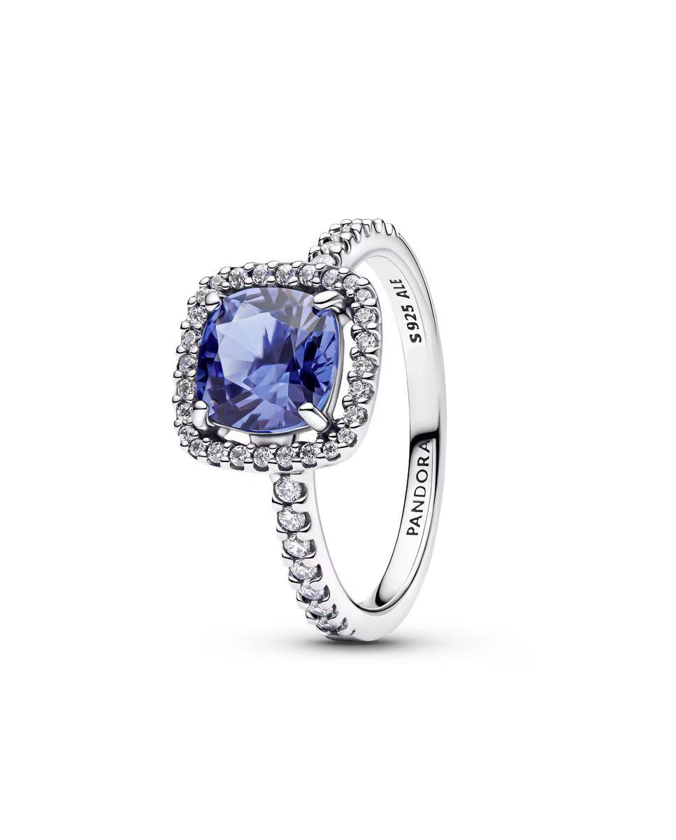 Anillo Halo Cuadrado Azul