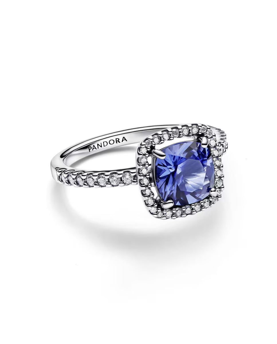 Anillo Halo Cuadrado Azul